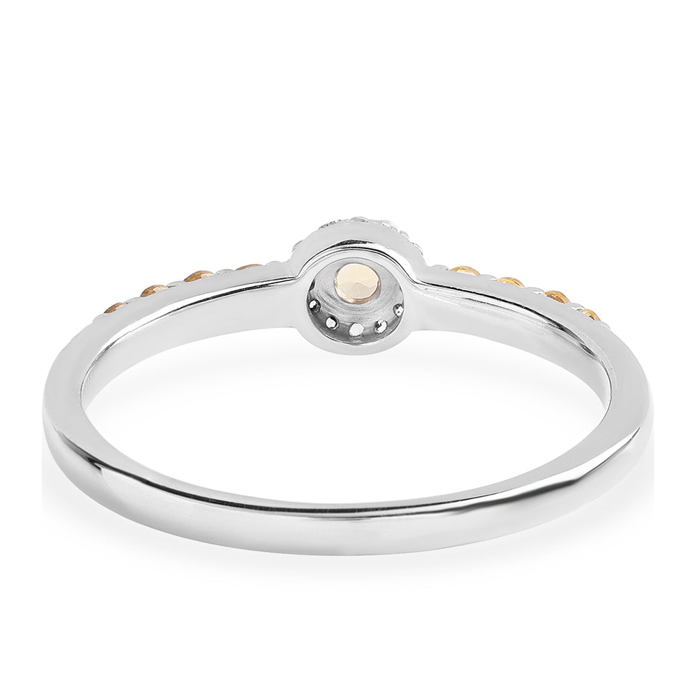 Anillo de Plata con AA Citrino de Brasil y Topacio Blanco