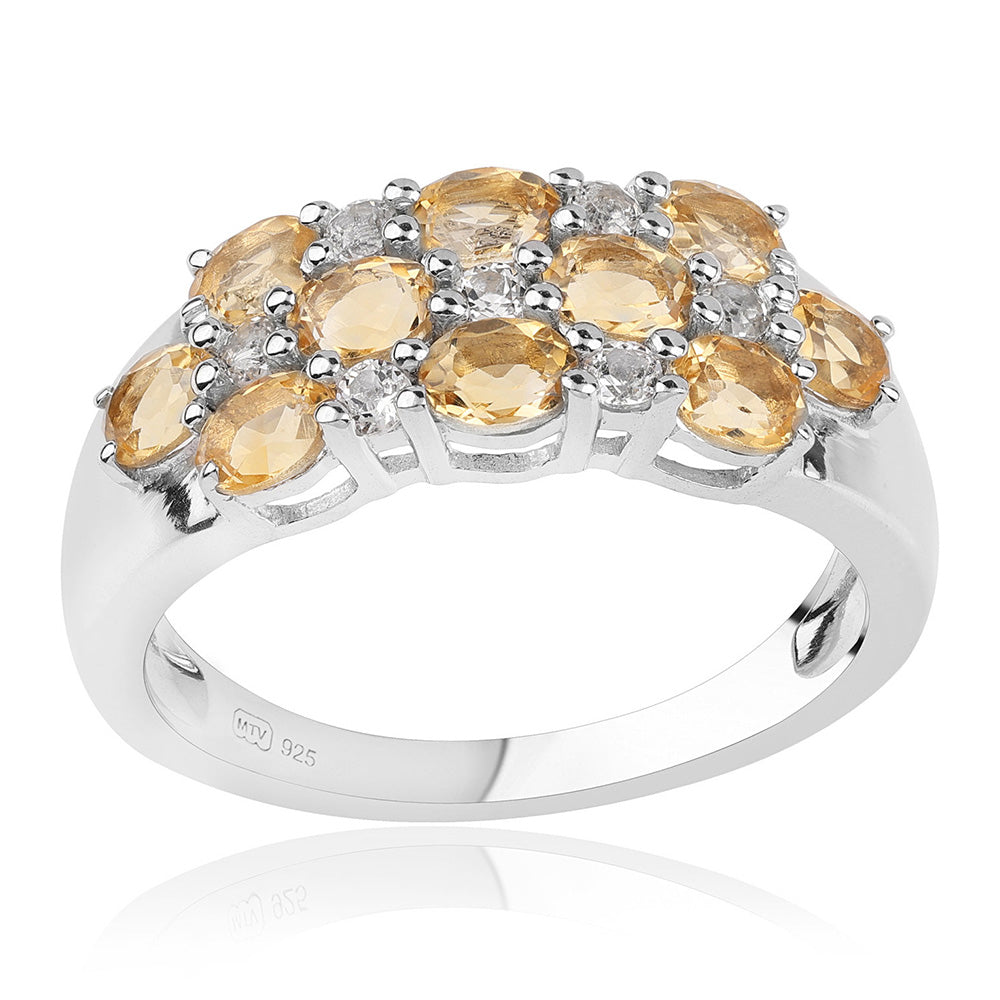 Anillo de Plata con AA Citrino de Brasil y Topacio Blanco