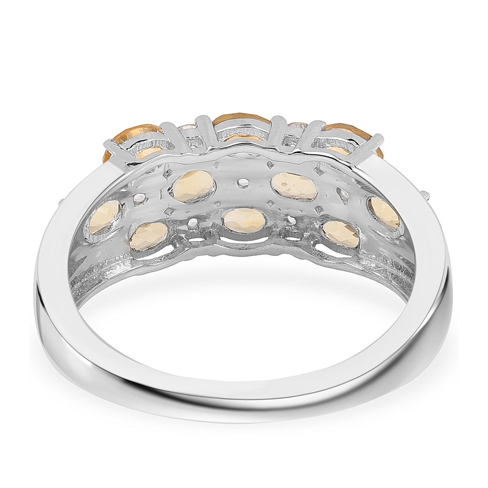 Anillo de Plata con AA Citrino de Brasil y Topacio Blanco