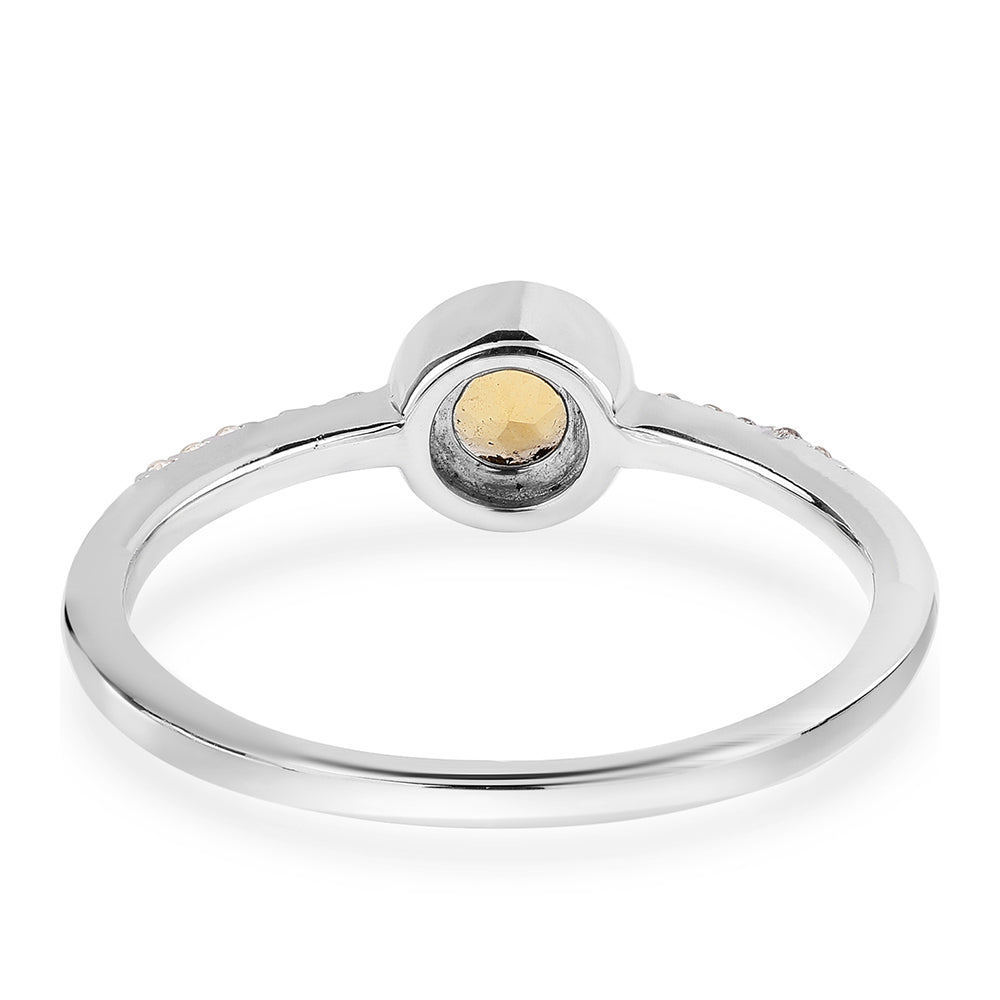 Anillo de Plata con AA Citrino de Brasil y Topacio Blanco