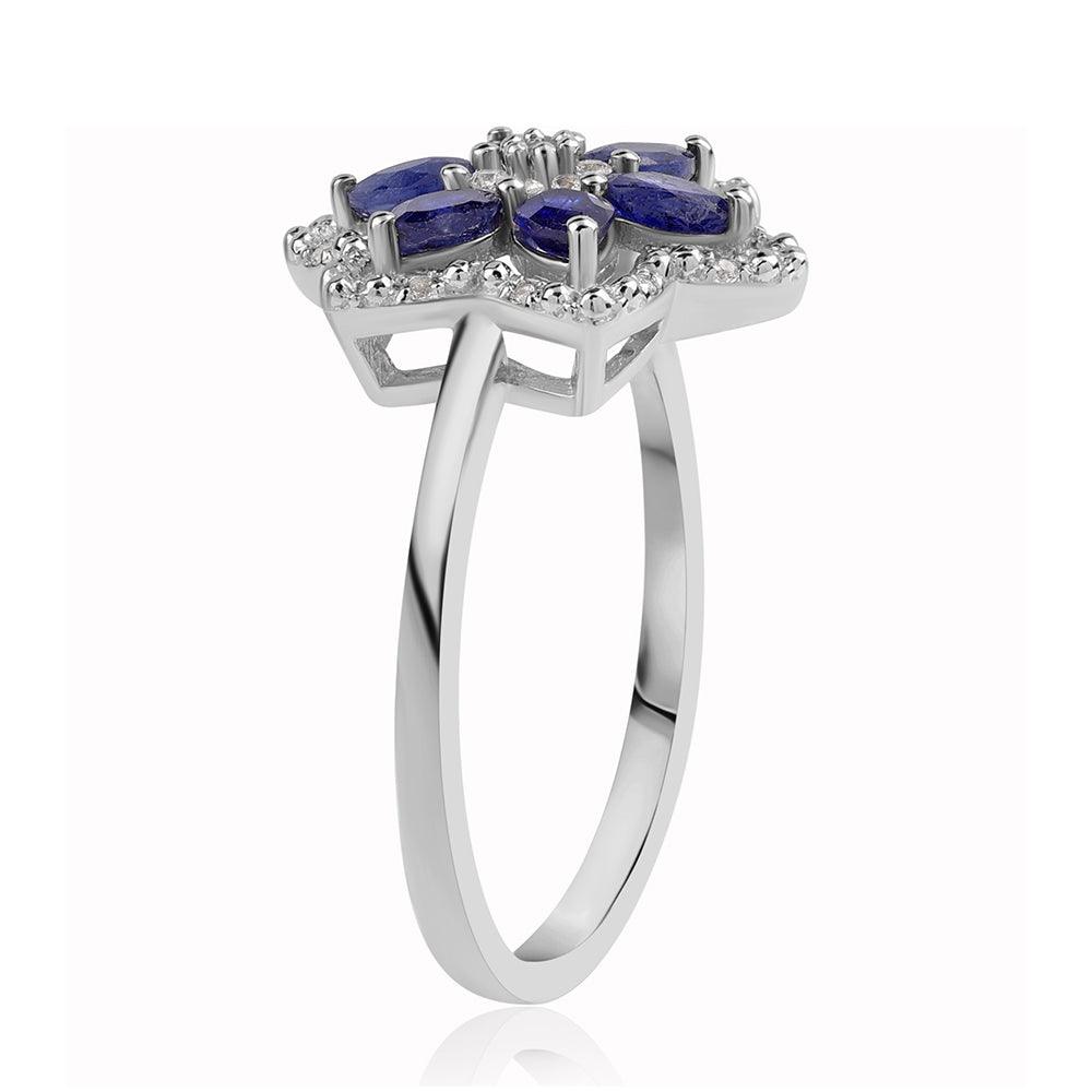 Anillo de Plata con Zafiro Azul Australiano y Topacio Blanco