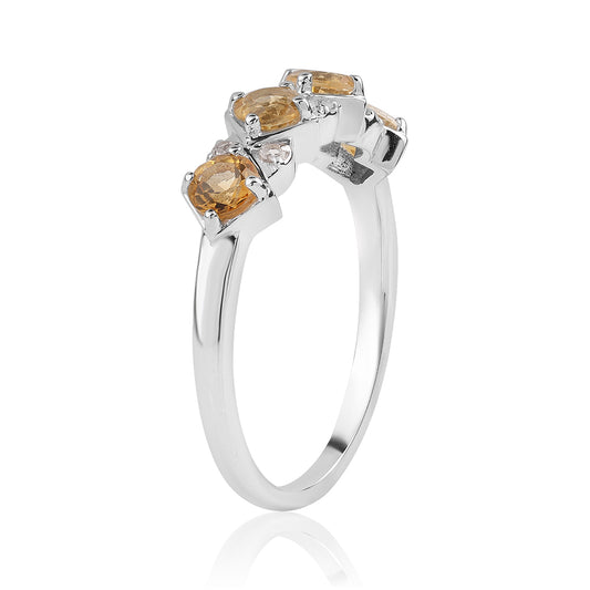 Anillo de Plata con AA Citrino de Brasil y Topacio Blanco