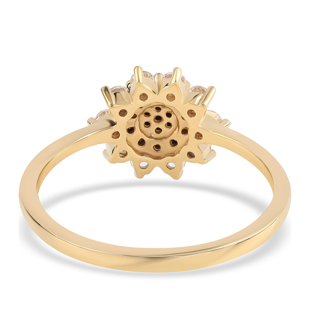 Anillo de Plata Bañada en Oro con Diamante Negro y Topacio Blanco