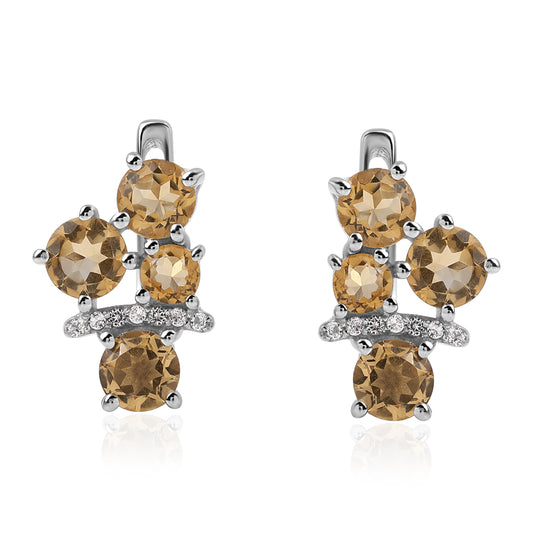 Pendientes de Plata con AA Citrino de Brasil y Topacio Blanco