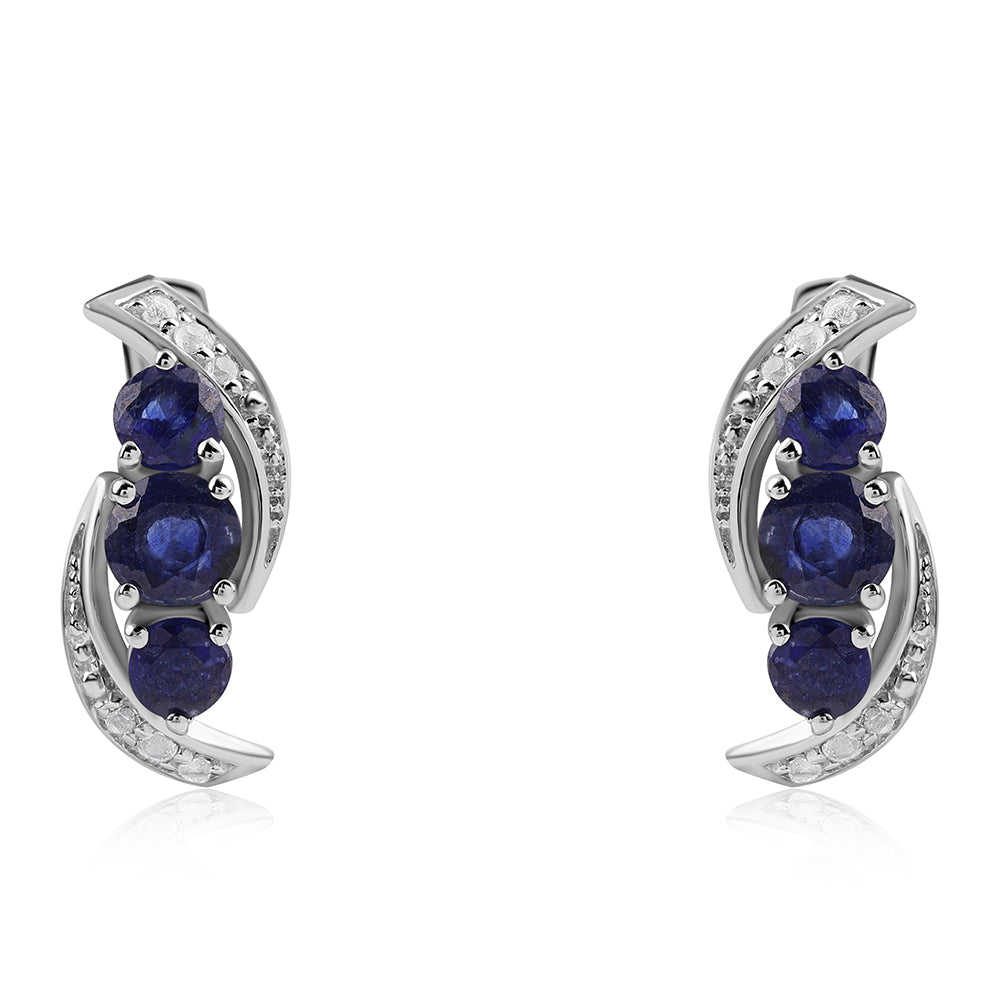Pendientes de Plata con Zafiro Azul Australiano y Topacio Blanco