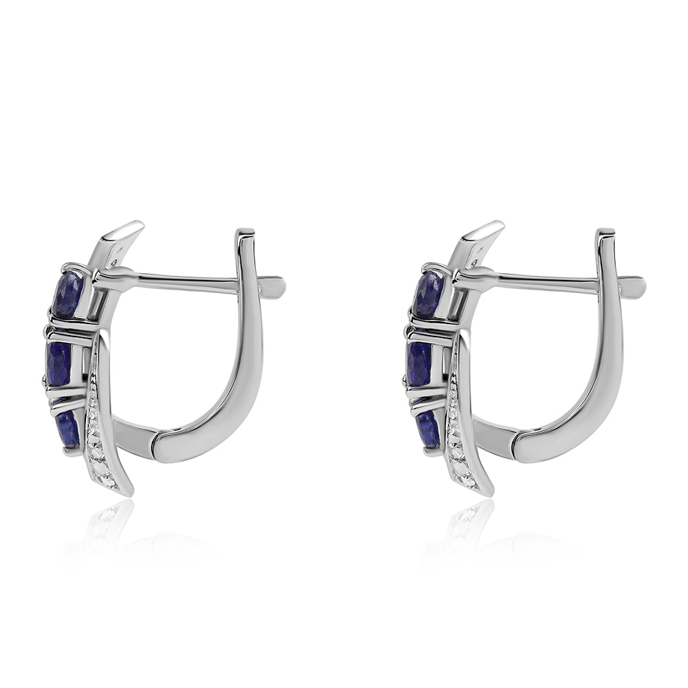 Pendientes de Plata con Zafiro Azul Australiano y Topacio Blanco