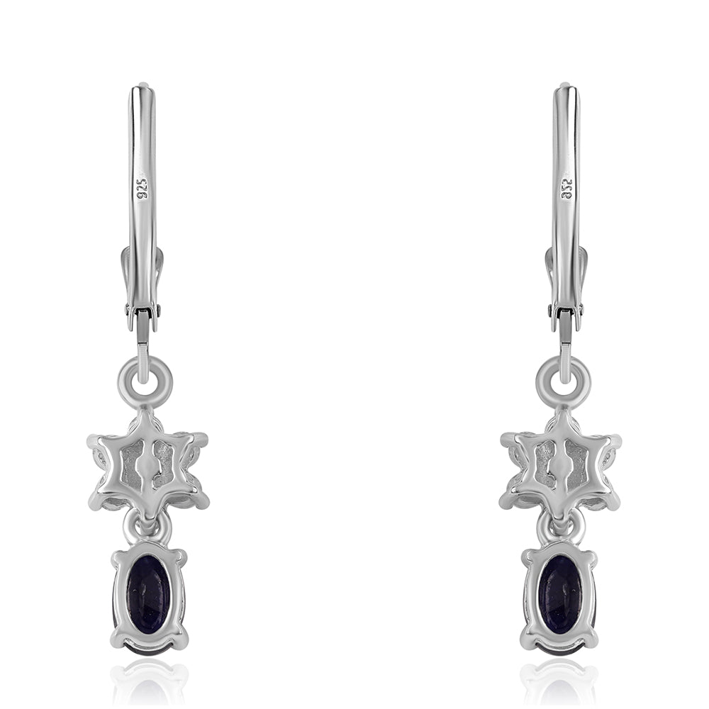 Pendientes de Plata con Zafiro Azul Australiano y Topacio Blanco