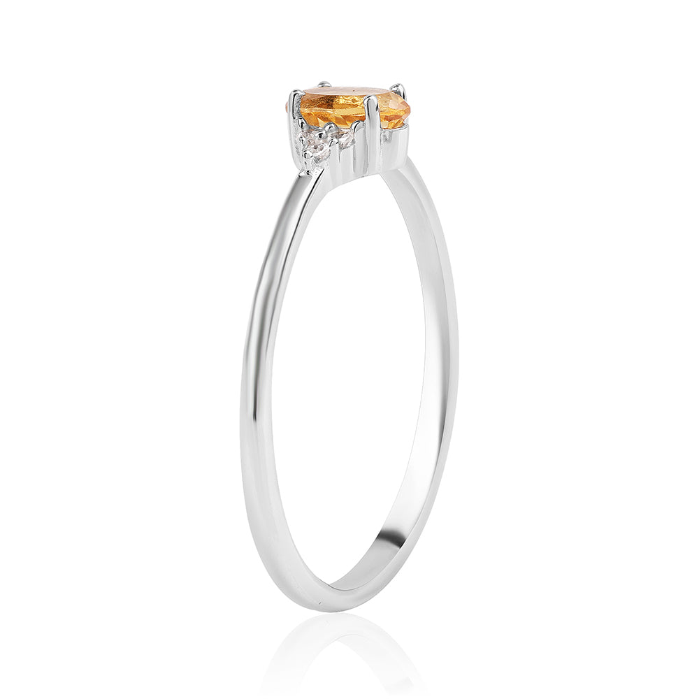 Anillo de Plata con AA Citrino de Brasil y Topacio Blanco