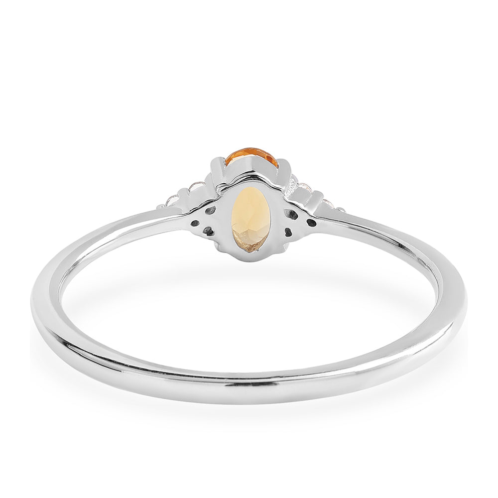 Anillo de Plata con AA Citrino de Brasil y Topacio Blanco