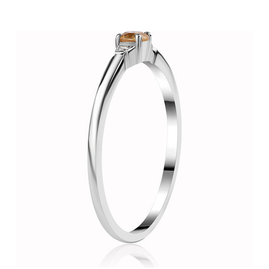 Anillo de Plata con AA Citrino de Brasil y Topacio Blanco