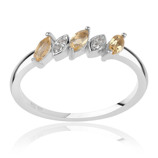Anillo de Plata con AA Citrino de Brasil y Topacio Blanco