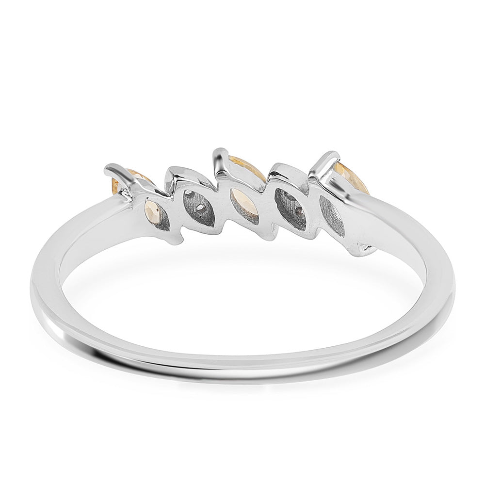 Anillo de Plata con AA Citrino de Brasil y Topacio Blanco