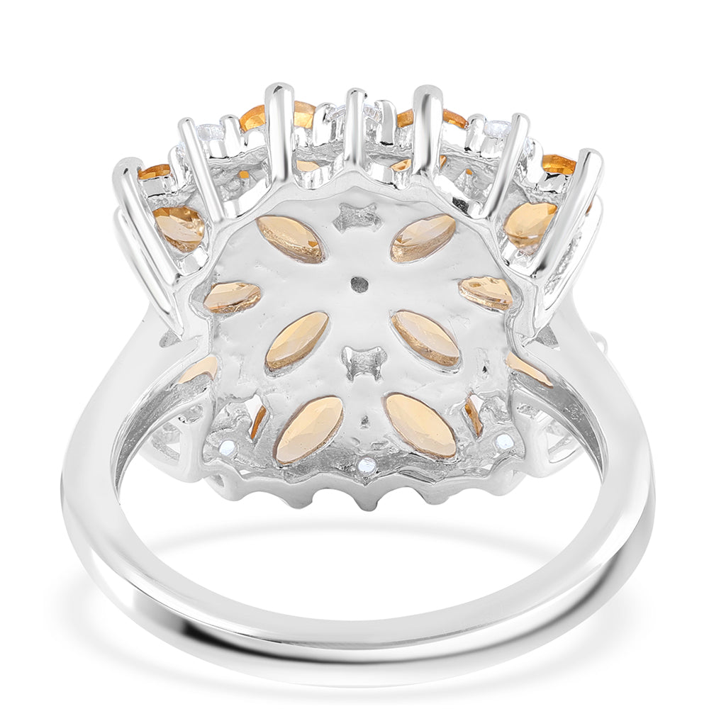 Anillo de Plata con AA Citrino de Brasil y Topacio Blanco