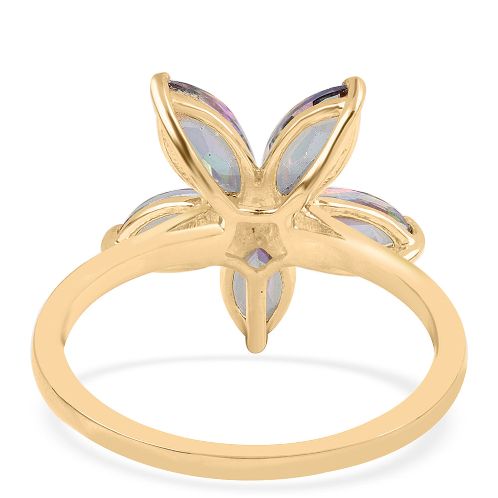 Anillo de Plata Bañada en Oro con Topacio Místico