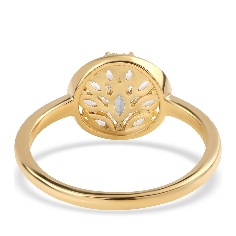Anillo de Plata Bañada en Oro con Topacio Místico y Topacio Blanco