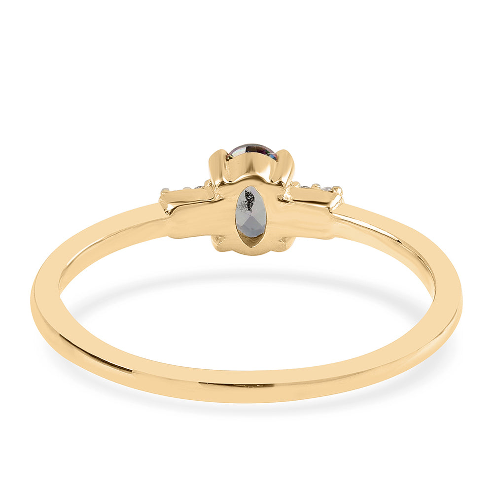 Anillo de Plata Bañada en Oro con Topacio Místico y Topacio Blanco