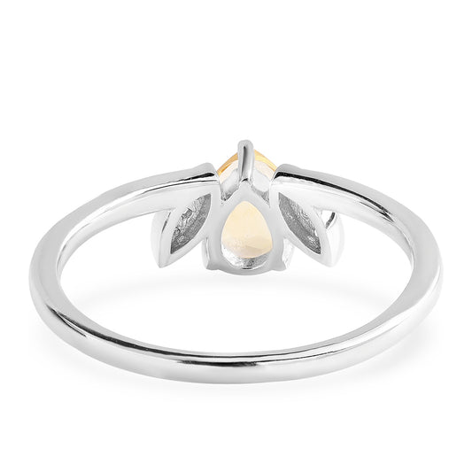 Anillo de Plata con AA Citrino de Brasil y Topacio Blanco