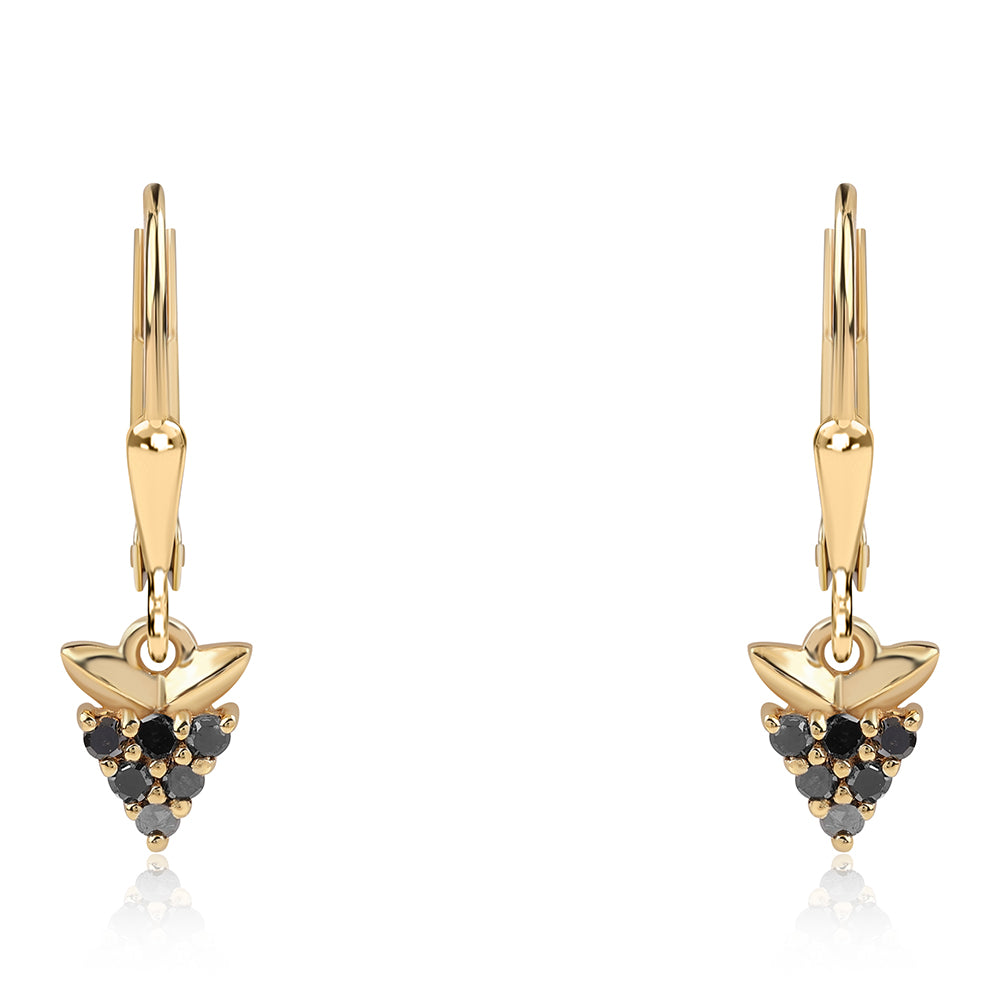 Pendientes de Plata Bañada en Oro con Diamante Negro