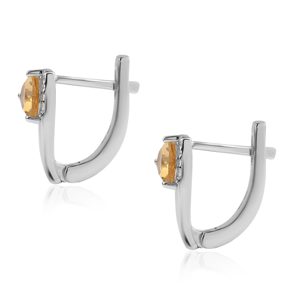 Pendientes de Plata con AA Citrino de Brasil y Topacio Blanco