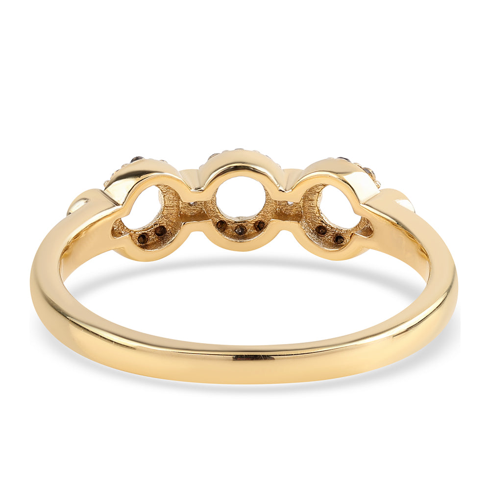 Anillo de Plata Bañada en Oro con Diamante Negro y Topacio Blanco