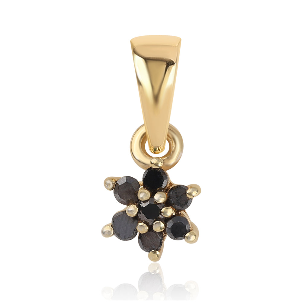 Colgante de Plata Bañada en Oro con Diamante Negro