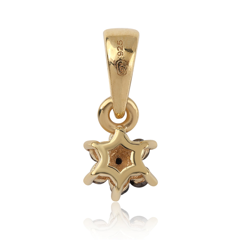 Colgante de Plata Bañada en Oro con Diamante Negro