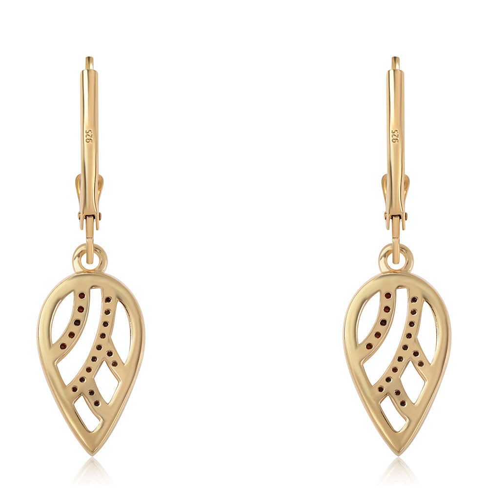 Pendientes de Plata Bañada en Oro con Diamante Negro