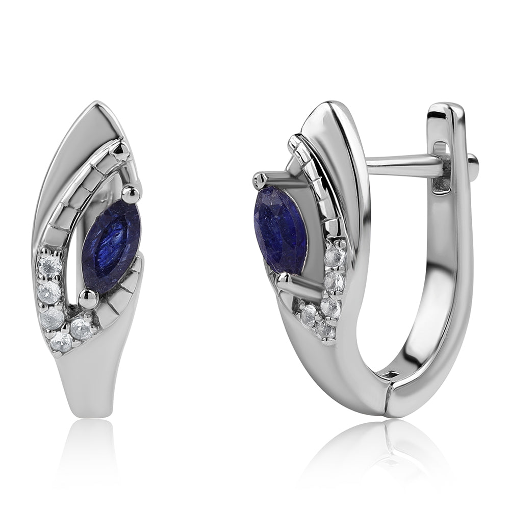 Pendientes de Plata con Zafiro Azul Australiano y Topacio Blanco