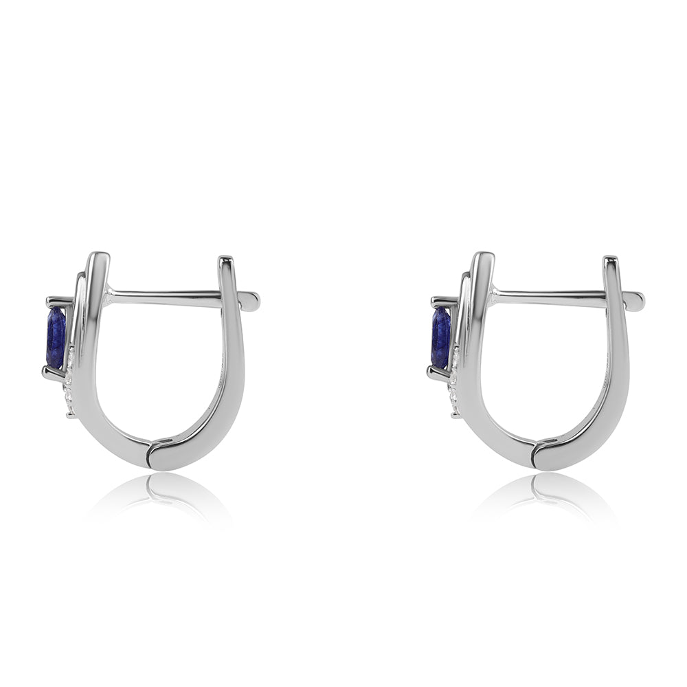 Pendientes de Plata con Zafiro Azul Australiano y Topacio Blanco