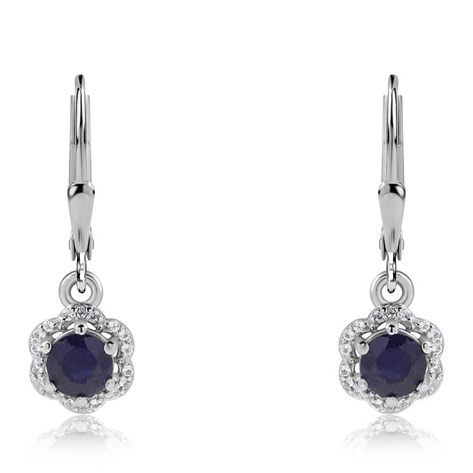 Pendientes de Plata con Zafiro Azul Australiano y Topacio Blanco