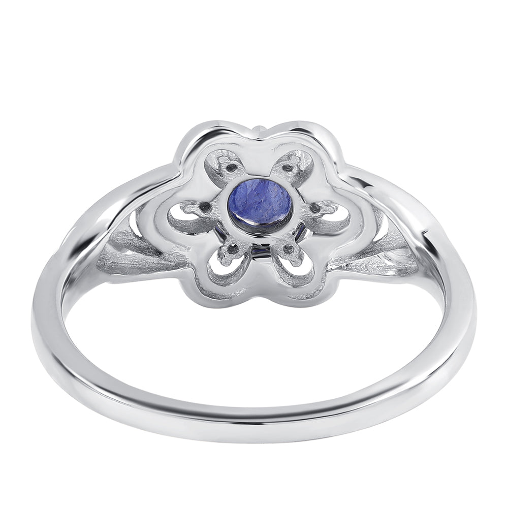 Anillo de Plata con Zafiro Azul Australiano y Topacio Blanco