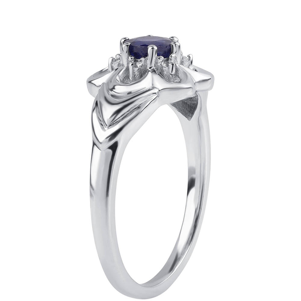 Anillo de Plata con Zafiro Azul Australiano y Topacio Blanco