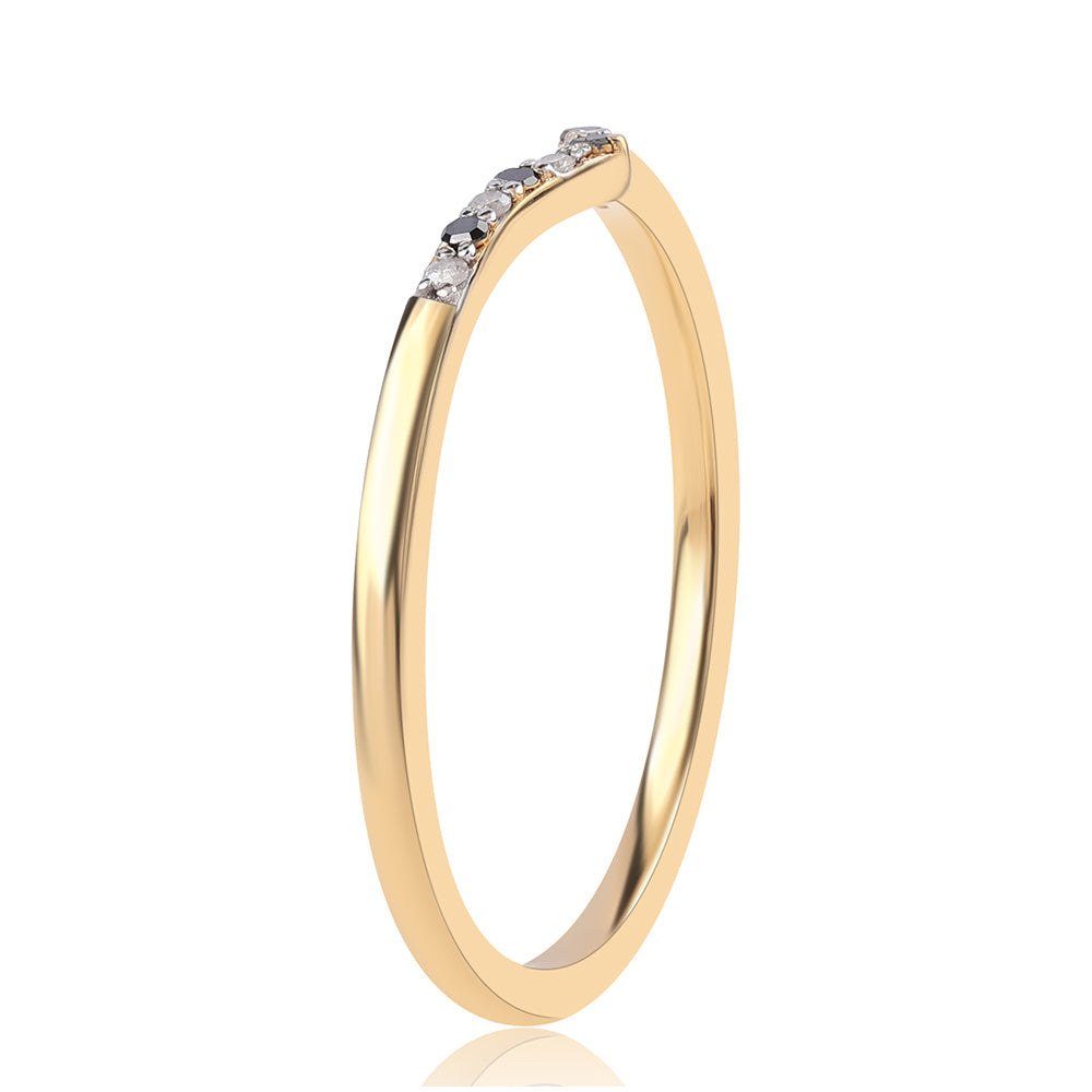Anillo de Plata Bañada en Oro con Diamante Negro