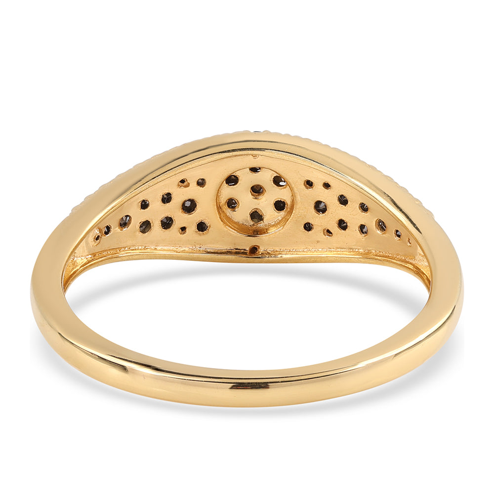 Anillo de Plata Bañada en Oro con Diamante Negro
