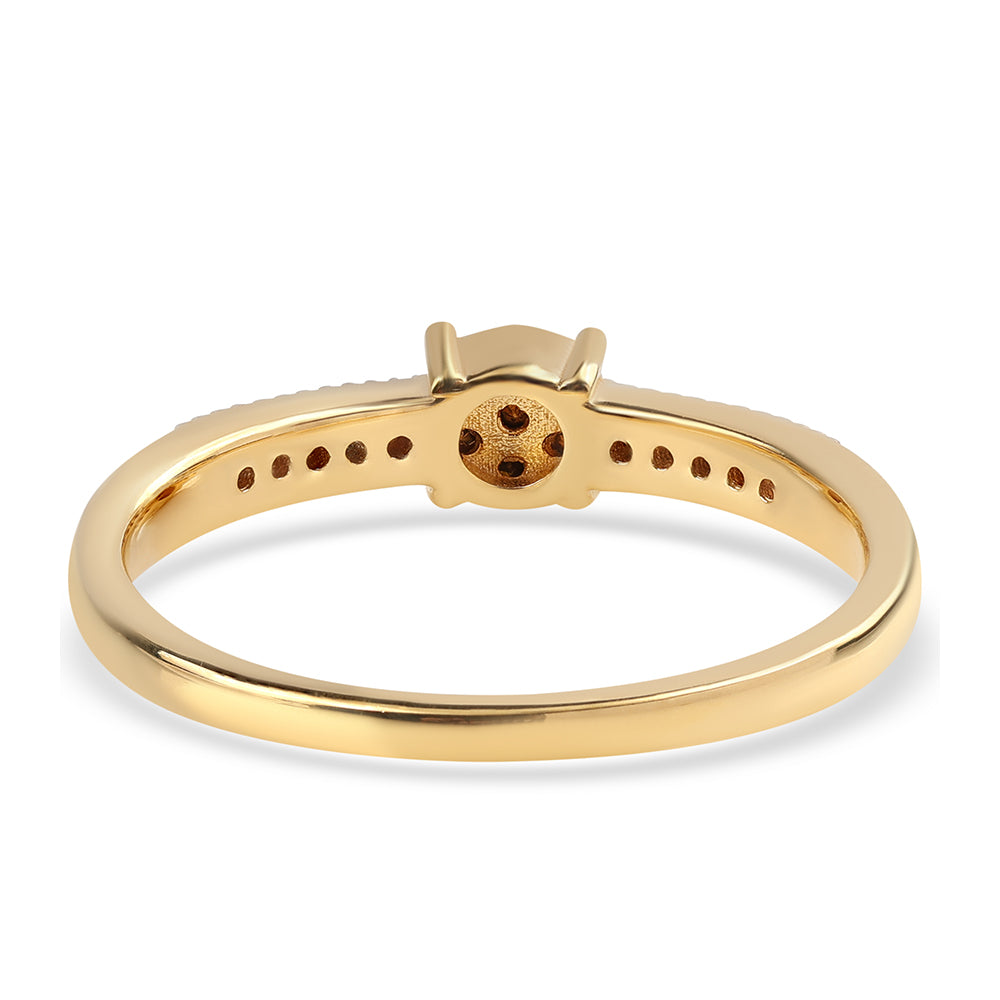 Anillo de Plata Bañada en Oro con Diamante Negro