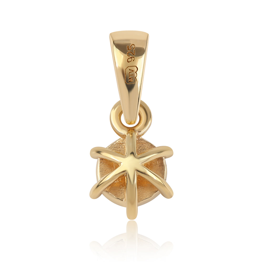 Colgante de Plata Bañada en Oro con Diamante Negro