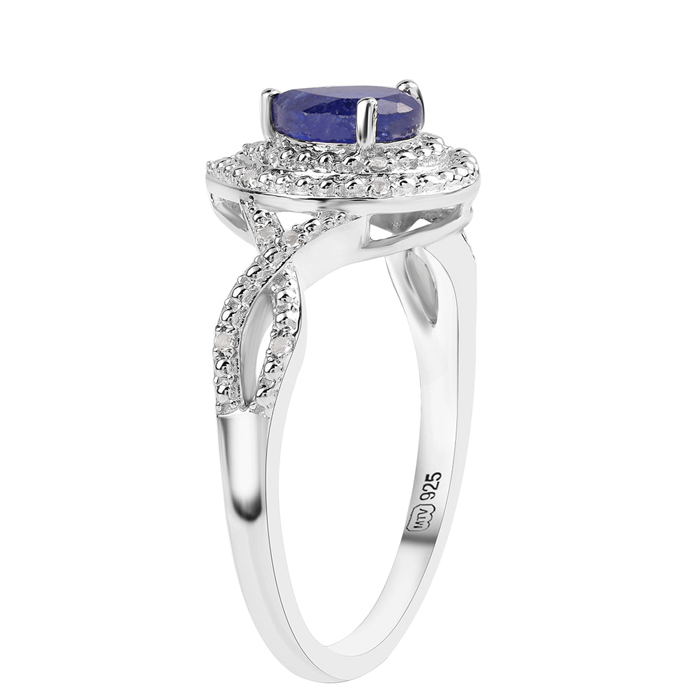 Anillo de Plata con Zafiro Azul Australiano y Topacio Blanco