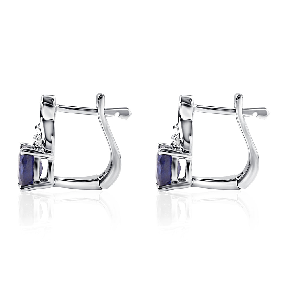 Pendientes de Plata con Zafiro Azul Australiano y Topacio Blanco