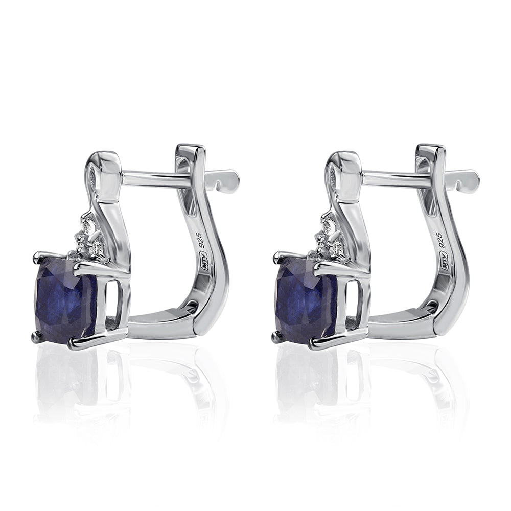 Pendientes de Plata con Zafiro Azul Australiano y Topacio Blanco