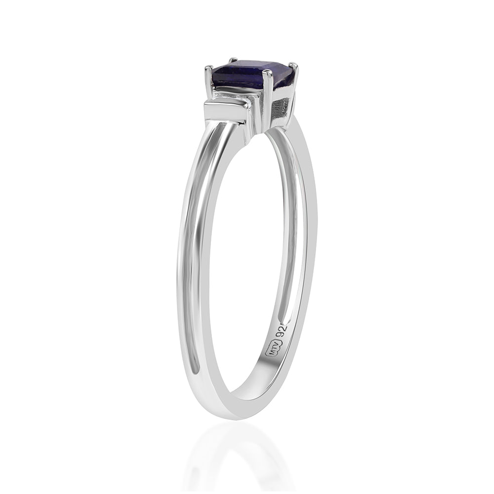 Anillo de Plata con Zafiro Azul Australiano y Topacio Blanco