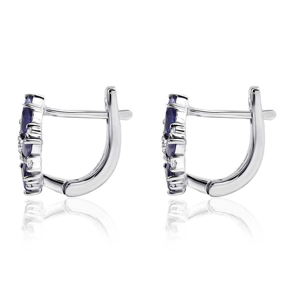 Pendientes de Plata con Zafiro Azul Australiano y Topacio Blanco