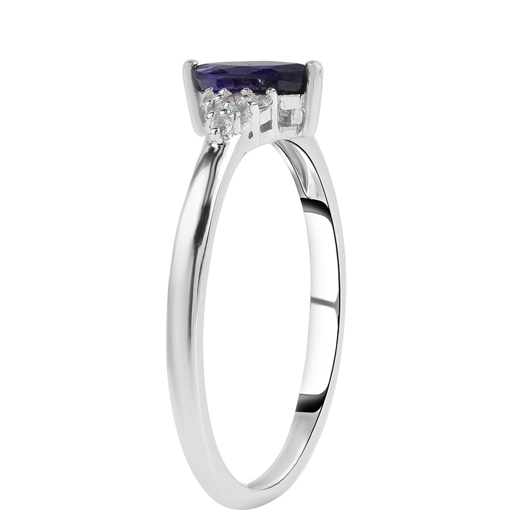 Anillo de Plata con Zafiro Azul Australiano y Topacio Blanco