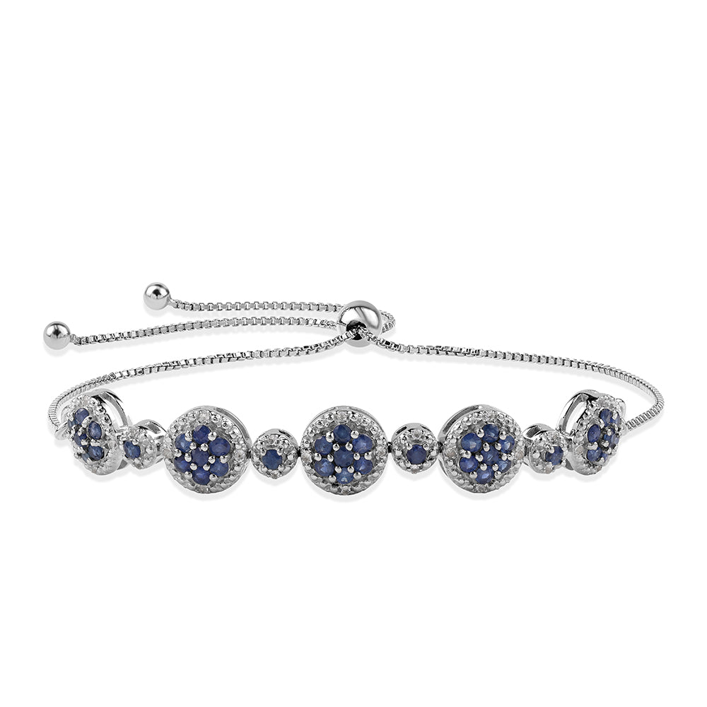 Pulsera de Plata con Zafiro Azul Australiano y Topacio Blanco