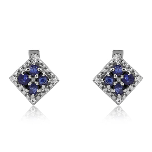 Pendientes de Plata con Zafiro Azul Australiano y Topacio Blanco