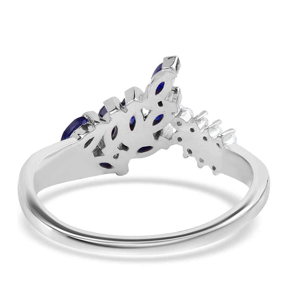 Anillo de Plata con Zafiro Azul Australiano y Topacio Blanco