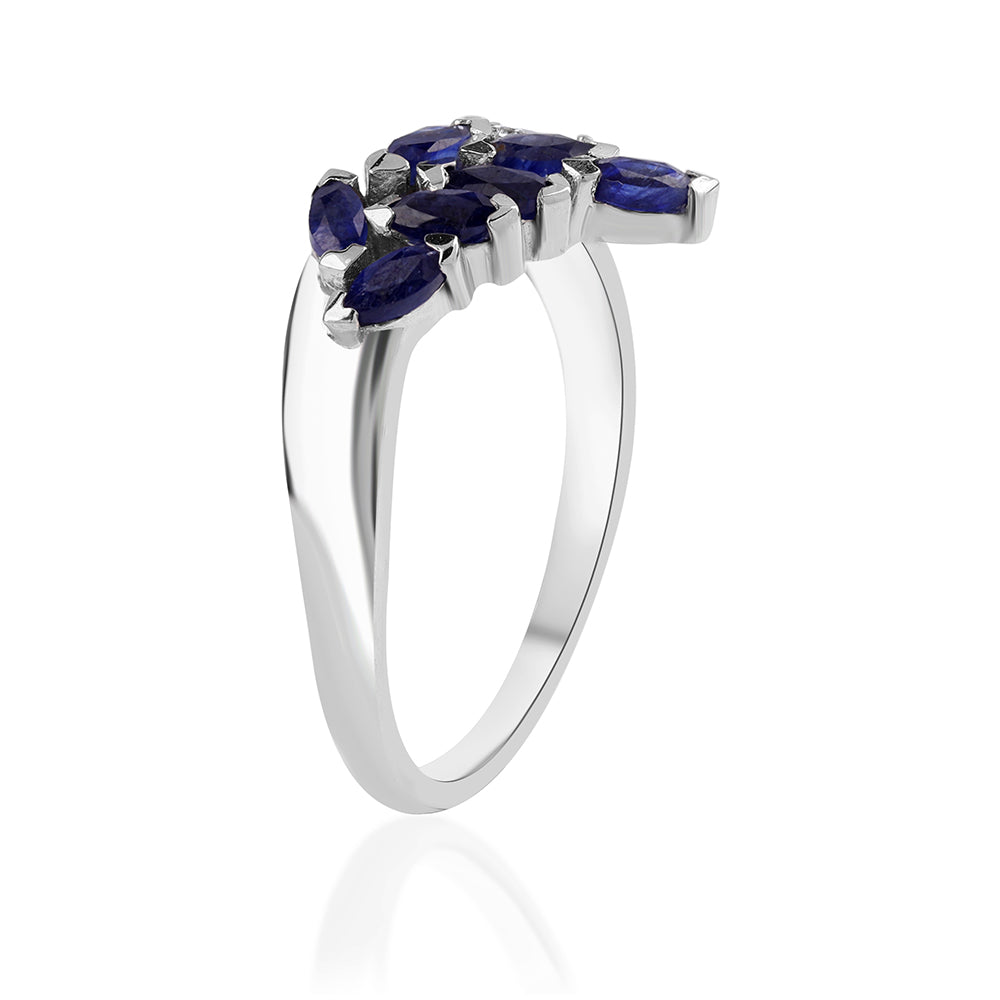 Anillo de Plata con Zafiro Azul Australiano y Topacio Blanco