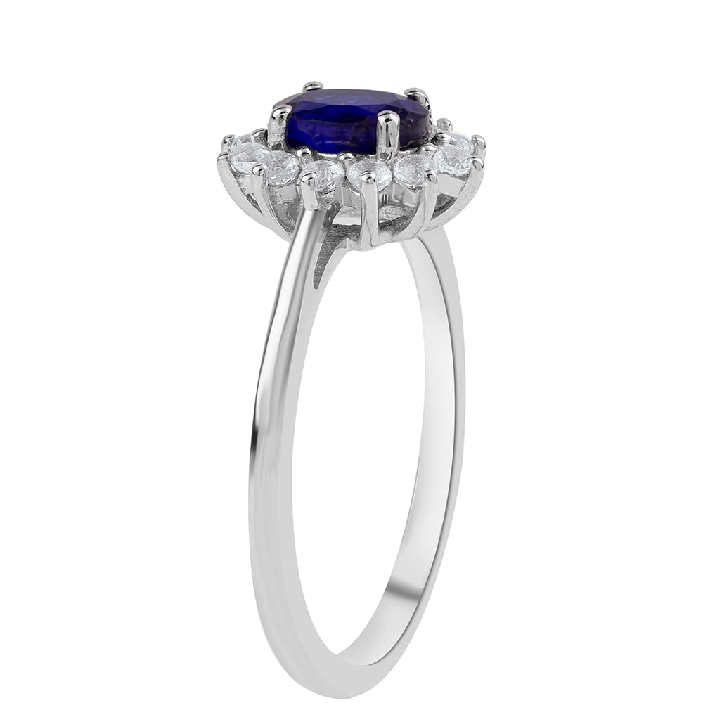 Anillo de Plata con Zafiro Azul Australiano y Topacio Blanco