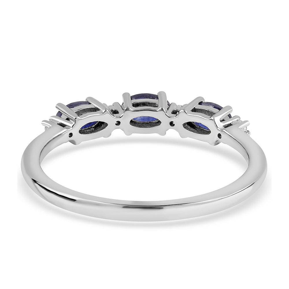Anillo de Plata con Zafiro Azul Australiano y Topacio Blanco