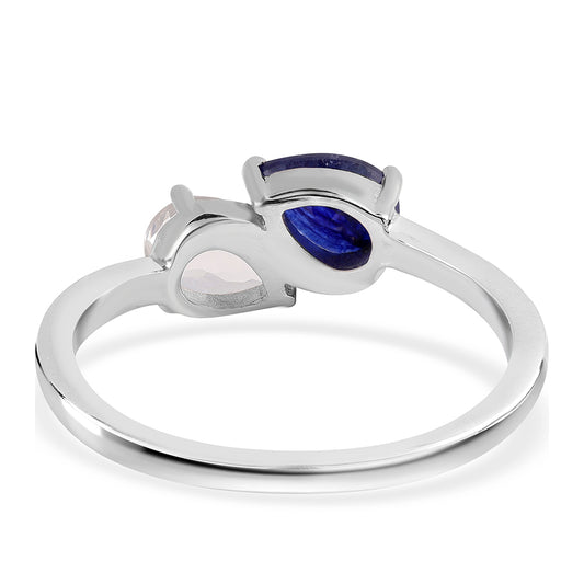 Anillo de Plata con Zafiro Azul Australiano y Topacio Blanco