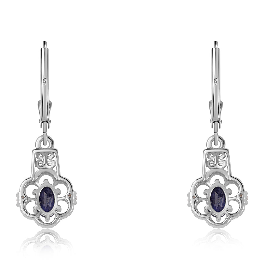 Pendientes de Plata con Zafiro Azul Australiano y Topacio Blanco